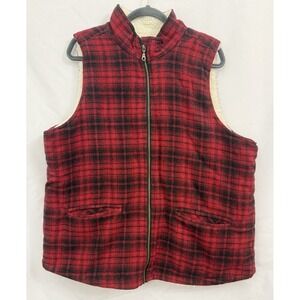 Maurices Sherpa Lined Red Plaid Vest‎ Womens Size 1X